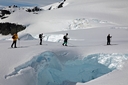 Skiing in crevasse field